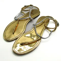 ザラ サンダル フラットシューズ トングサンダル 靴 レディース 36サイズ ゴールド/シルバー ZARA 【中古】