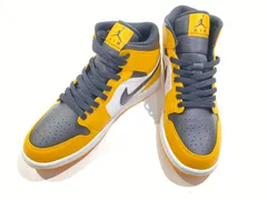 【七重浜801-5-250801nh】 中古品 NIKE AIR JORDAN 1 MID TAXI YELLOW TOE 554724-701 ナイキ エアジョーダン1 ミッド タクシー イエロー 26.5cm メンズ