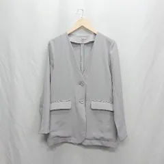 ◇ Θ mystic ミスティック ノーカラー 長袖 ジャケット サイズF ライトグレー レディース E  【1410290036419】のサムネイル