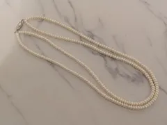 淡水パール2連ネックレス　シルバー