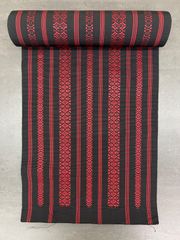 反物 黒地 幾何学模様 未仕立て 着物・和装・ハンドメイド素材