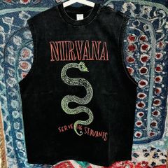 ニルヴァーナ ノースリーブ 夏 半袖 メンズ 新品 カートコバーン 黒 ジム NIRVANA ヘビ タンクトップ Tシャツ 夏 新品 お洒落 XL 2XL レトロ 個性的 奇抜  攻め 前衛的 ビンテージリプリント vintage riprint 古着