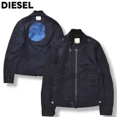 ディーゼル DIESEL コットン バイカー ジャケット ジャンパー ブルゾン ジップアップ チンストラップ 総裏地 S ストライプ柄 ネイビー ストリート カジュアル ウェア メンズ
