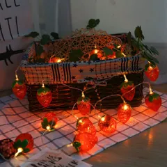 【在庫処分】電池式 誕生日・パーティー電飾 ツリーライト イチゴ かわいい フェアリーライト おしゃれ LEDストリングライト 電球色 いちご イルミネーションライト LED （3.0M・20灯） ストリンクライト NUOLUX