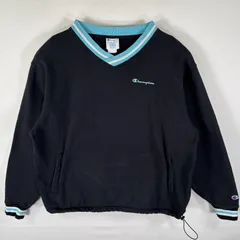 古着 チャンピオン Champion スウェット トレーナー リバースウィーブ Vネック ワンポイントロゴ刺繍 大きいサイズ XL  ブラック メンズ