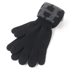 極美品☆HERMES エルメス カシミヤ100％ マルジェラ期 Hロゴ ニット グローブ 手袋 ブラック SM イタリア製 正規品 レディース