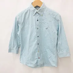 グリーンレーベルリラクシング ユナイテッドアローズ green label relaxing シャツ カジュアルシャツ 七分袖 ボタンダウン 刺繍 綿 青 ブルー M