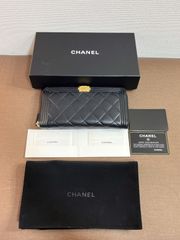 CHANEL シャネル ラウンドファスナー長財布 ボーイシャ ネル マトラッセブラック キャビアスキンxゴールド金具