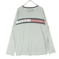 美品 TOMMY HILFIGER トミーヒルフィガー 長袖 Tシャツ L グレー ロンT レディース 古着
