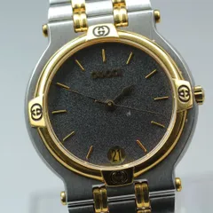 【稼動品】GUCCI時計 9000M ブラック シルバー　ゴールド　ダブル Gucci 9000L DATE Black Grey Gold Women's Watch (Excellent