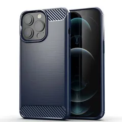 iPhone13 Pro Max ケース アイフォン13プロマックス  カーボン調 薄型 耐衝撃 ソフト ケース 【Color】 ネイビー