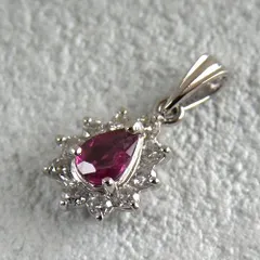 ルビー ダイヤモンド ペンダントトップ PT850 ペアシェイプ R0.36 D0.31 プラチナ TOP ジュエリー【中古】