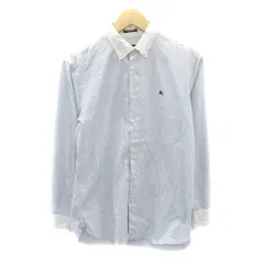 バーバリーブラックレーベル BURBERRY BLACK LABEL クレリックシャツ 長袖 ストライプ柄 40 L 青 ブルー 白 ホワイト /YK19