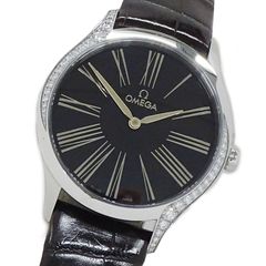 オメガ OMEGA デビル トレゾア 428.18.36.60.13.001 時計 レディース ブランド ダイヤモンド クオーツ QZ ステンレス SS レザー ブラウン 磨き済み 【中古】
