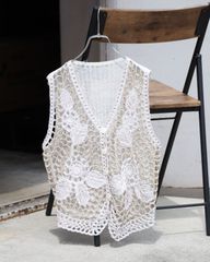 ⭐︎新品タグ付き⭐︎ DouDou 刺繍前後 2WAYレースタンク オフホワイト