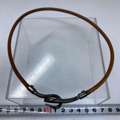 美品✨Dior ディオール オレンジ レザー リボンモチーフネックレス 