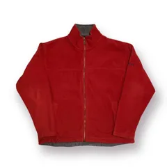 90s Timberland ジップフリース レッド Mサイズ ロゴ刺繍