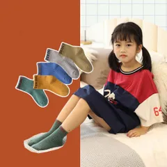 ☆ シンプル① ☆ XL(19-22cm) ☆ キッズ靴下5枚セット pk0520 靴下 キッズ ソックス クルー丈 アンクルソックス 5足セット スニーカーソックス まとめ買い 綿混 おしゃれ かわいい ジュニア 洗い替え 男の子 女の子