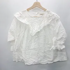 ◇ ⊂ SM2 花レース フリル装飾 七分袖 ブラウス サイズF ホワイト レディース E  【1409240000136】