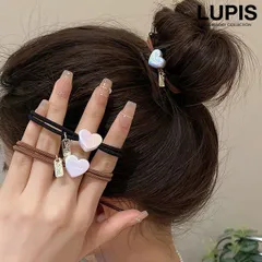 ヘアゴム ヘアアクセサリー ハート オーロラ ガーリー お団子 シニヨン ポニーヘアアレンジ ルピス v2252