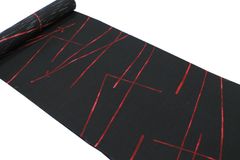 未仕立て品】 優華壇 ゆかた 手捺染 黒地 赤 松葉 柄 『日本製』 綿100% 浴衣 反物 黒/赤 18614