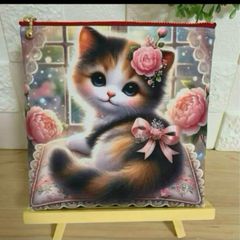 ハンドメイドꕤ フラットポーチꕤ猫 - メルカリ