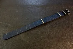 ◆Leather NATO G10Strap◆高品質国産本革クロコ型押しカーフ NAVY カスタムオーダー(ラグ幅/バックルカラー) 日本製 受注生産(納期10日前後) 腕時計ベルト