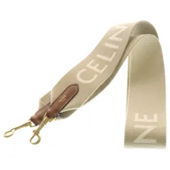 CELINE (セリーヌ) ジャカード ロゴ ロングストラップ ウール ゴールド金具 ベージュ/ブラウン 49S012AEP.03BW