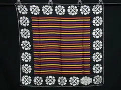 ■美品■ LANVIN ランバン ハンカチーフ ポケットチーフ スカーフ ブラック系×マルチカラー DE7632