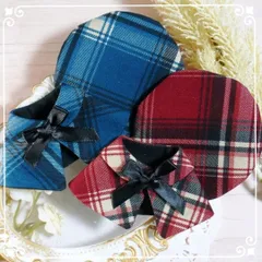 10cm〜12cmぬい服　深碧と深紅のクラシックケープ＋ベレー帽のサムネイル