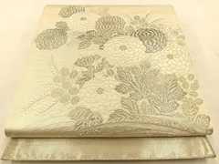 平和屋着物◎六通柄袋帯　唐織　菊　金銀糸　正絹　逸品　BAAT9984hj