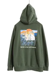【お得なクーポン配布中!】 ノースフェイス 両面 プリント スウェット フード パーカー レディース M 古着 The North Face アウトドア プルオーバー トレーナー 裏起毛