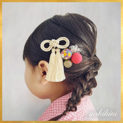 《和装髪飾り 子ども用》 七五三 753 胡蝶蘭 和装髪飾り ヘア飾り ヘッドパーツ 卒園式 ひな祭り 節句 和装 着物 袴 浴衣 ゴールド ピンク 白 かすみ草 プリザーブドフラワー ちりめん かんざし 簪  子供用 子ども用 キッズ用