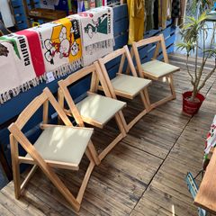 新品アウトレットキズ物!木製 折りたたみチェア 4脚セット ナチュラル 椅子