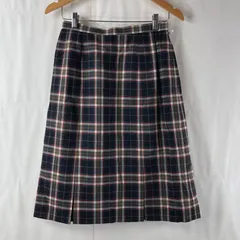 レリアン Leilian スカート タグ付き 日本製 ボックスプリーツ チェック 毛100％ 裏地付き 薄手 ネイビー系 ブラウン系 レッド系 11サイズ 958916