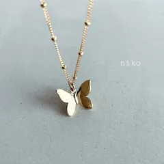 ◆ 236 バタフライ デザイン チェーン ネックレス 45cm K16GP 艶 ゴールド アクセサリー ◆　再販 人気 大人 上品 きれいめ 可愛い シンプル ちょうちょ 蝶