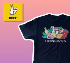 FR2 Tシャツ 黒 M バーガーキング ハンバーガー 両面プリント 兎 
