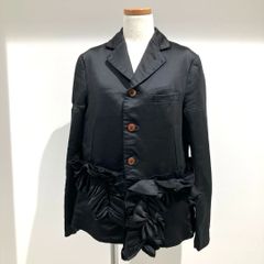 RJ-J005 コムデギャルソン コムデギャルソン COMME des GARCONS COMME des GARCONS エステルサテン 裾フリル テーラードジャケット 黒 Sサイズ 2022年A/W