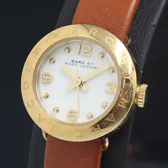 稼働 良品 マークバイマークジェイコブス QZ MBM1285 ラウンド ホワイト文字盤 レディース腕時計 YUM 2000000 NSK