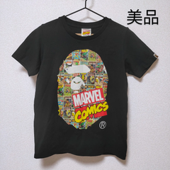 【 エイプ 】美品 マーベル コラボ marvel comics  bape Tシャツ 黒 ブラック レディース XS a bathing ape Avengers  ベイプ アベイシングエイプ  ladies メンズ