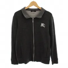 バーバリーブラックレーベル BURBERRY BLACK LABEL ニットジャケット ジップアップ ロゴ刺繍 長袖 3 グレー BMT57-713-06 /YM