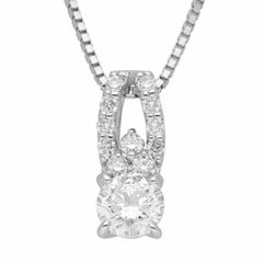 ダイヤモンド(0.322ct I-SI2-3VG) サイドダイヤモンド(0.10ct)ペンダント ネックレス 44cm Pt850 プラチナ 鑑定書【送料無料】 【中古】23581012