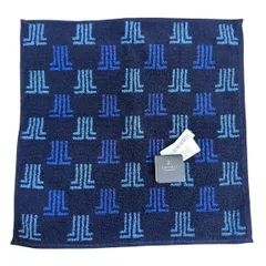 B033 【新品 タグ付】LANVIN ランバン ハンドタオル タオル ハンカチ ブルー ネイビー チェック柄 シンプル カジュアル ユニセックス