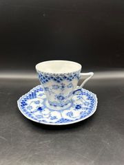 レア　ロイヤルコペンハーゲン  カップ＆ソーサー  ブルーフルーテッド  フルレース  顔付き