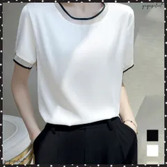 クルーネック サテン風シャツブラウス 大人女性 ビジネスブラウス 通勤服 オフィスカジュアル フェミニン 春夏 薄手フォーマルブラウス プルオーバー OLコーデおしゃれ 卒業式入学式シャツ キレイめ トップスのサムネイル