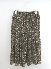 ◇ Techichi テチチ 花柄 ロング ギャザー スカート サイズF ブラック マルチ レディース P  【中古】 【1211230001937】