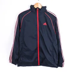 アディダス ナイロンジャケット ウインドブレーカー 裏フリース ロゴ 無地 アウター  レディース Mサイズ ネイビー adidas 【中古】