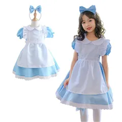 【在庫限り】[YCharu] ハロウィン コスプレ 子供 女の子 アリス 仮装 子供 ディズニー メイド服 不思議の国のアリス 衣装 子供 ドレス プリンセス キッズ コスチューム 女の子 かわいい イベント クリスマス パーティー (M/110cm, ブ