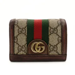 グッチ GUCCI オフディア ミニ財布 GGキャンバス シェリーライン 二つ折り財布 GGロゴ PVC レザー 7-9-659