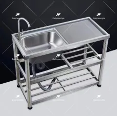 人気推薦◆【80*45*80cm】多機能 業務用 家庭用 キッチン用品 2槽シンク 水?お湯の蛇口 蛇口付き キッチンツール 台所 ステンレス流し台 ガのサムネイル